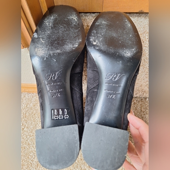 Roger Vivier black suede booties Square Toe Block Heel Buckle Womens Size 37.5 - Picture 9 of 9